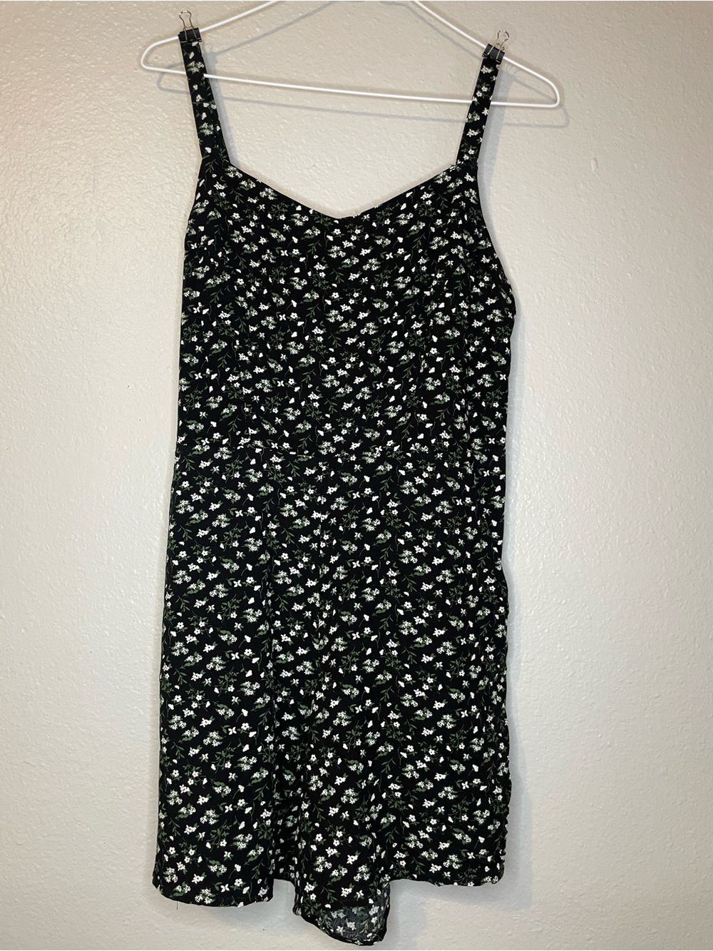 Old Navy Black Romper with White Floral Print